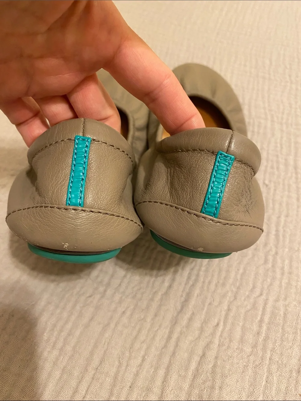 Tieks Taupe Leather Ballet Flats — Neutral Slip-Ons. Size 7